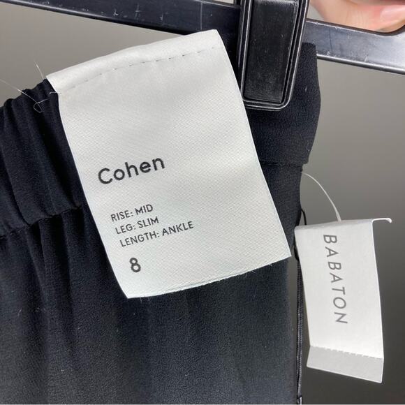 NWT BABATON Cohen Pant Cropped Mid Rise Pleated Trouser Black 8 Aritzia - Picture 4 of 9